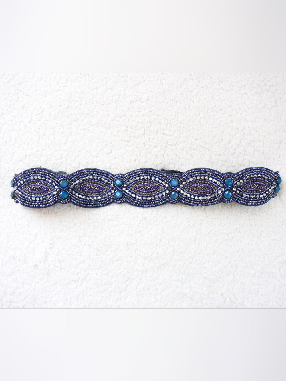 *Anthropologie* Blue Beaded Bohemian Stretch Belt - Small - NEW!